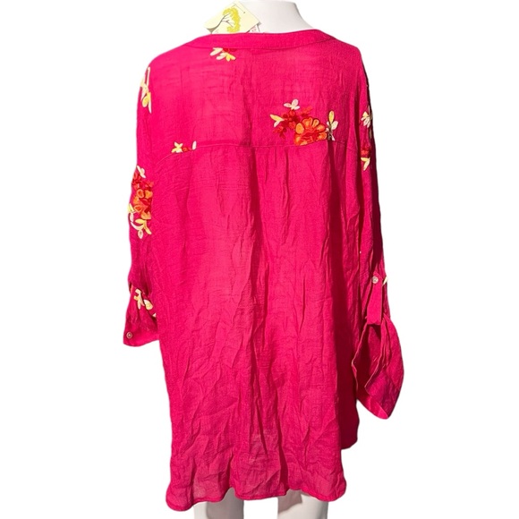 Fig & Flower NWT - Womens Floral Button Up 3/4 Sleeve Top Sz. 2X - Picture 6 of 8